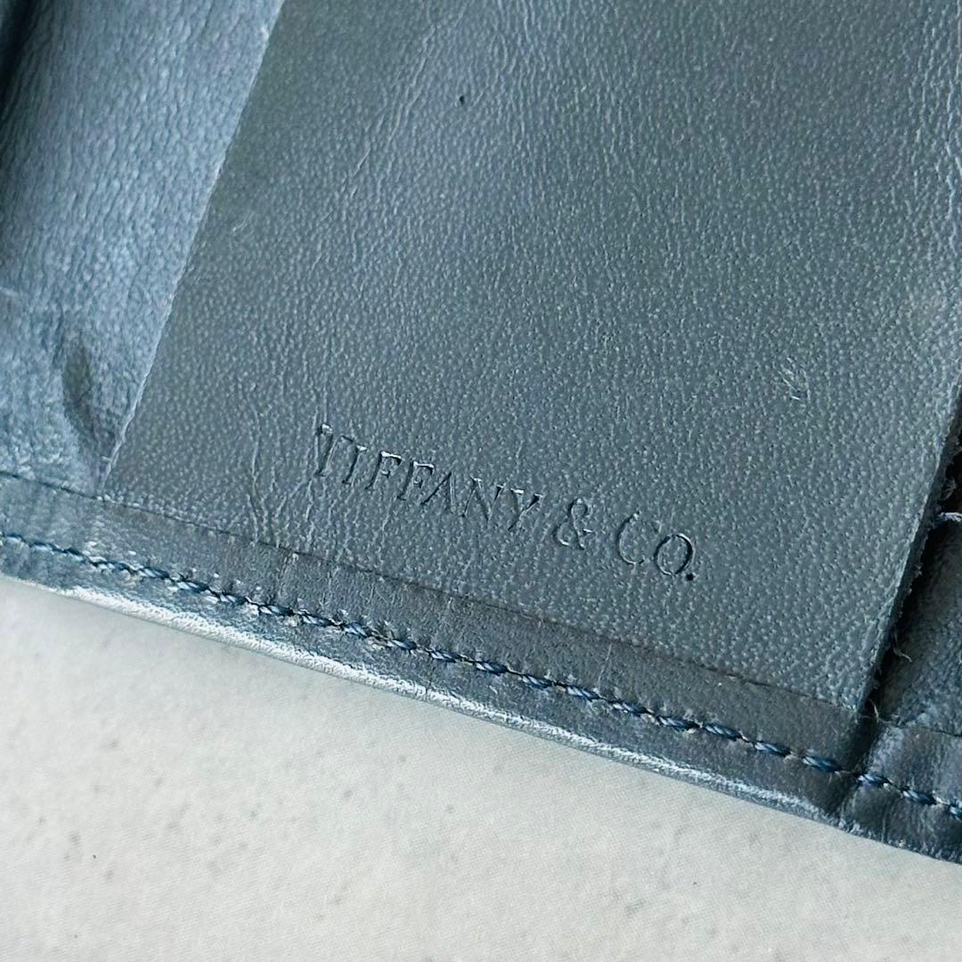 希少✨Tiffany Tメタルロゴ　レザーキーケース　ダークネイビー 10