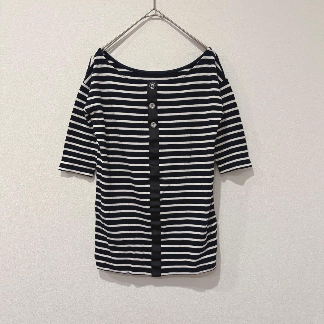 RIVE DROITE カットソー ボーダー 半袖 紺 ネイビー　白 38 M