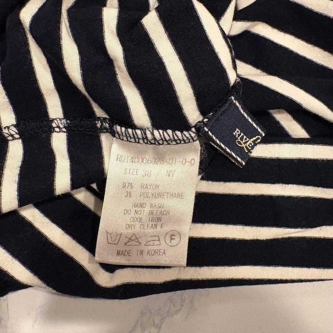 RIVE DROITE カットソー ボーダー 半袖 紺 ネイビー　白 38 M 7