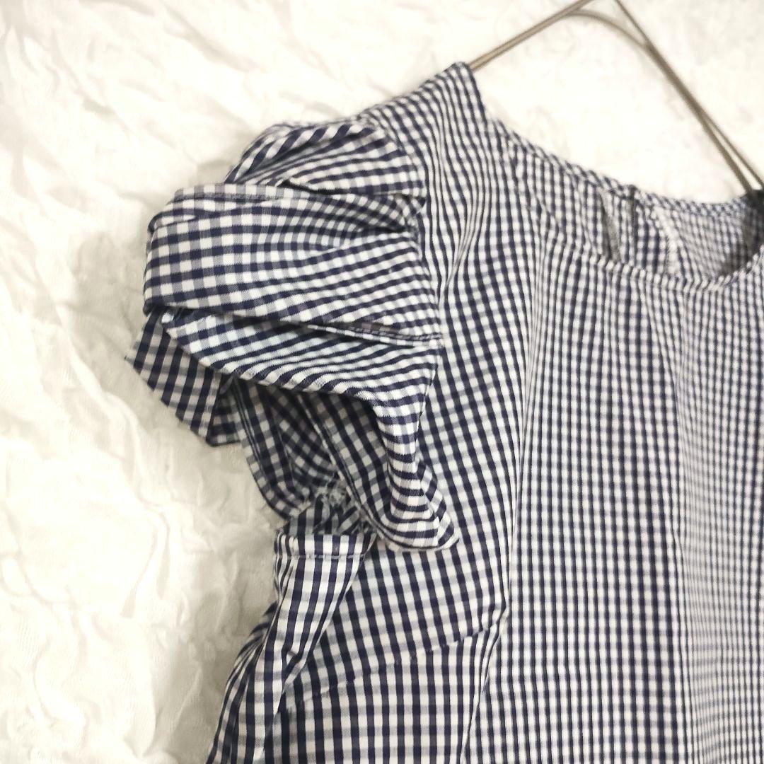 アルシーヴ ギンガムチェック パフスリーブ 半袖シャツ M カジュアル 可愛い 3