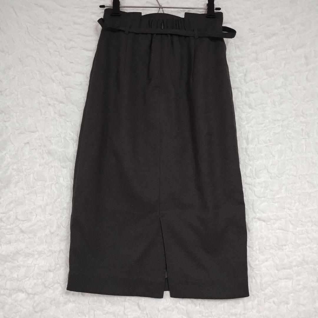 【ノーリーズ】ダークグレー ウエストリボン タイトスカートXSオフィスカジュアル 5