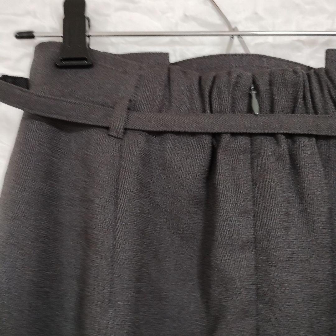 【ノーリーズ】ダークグレー ウエストリボン タイトスカートXSオフィスカジュアル 8