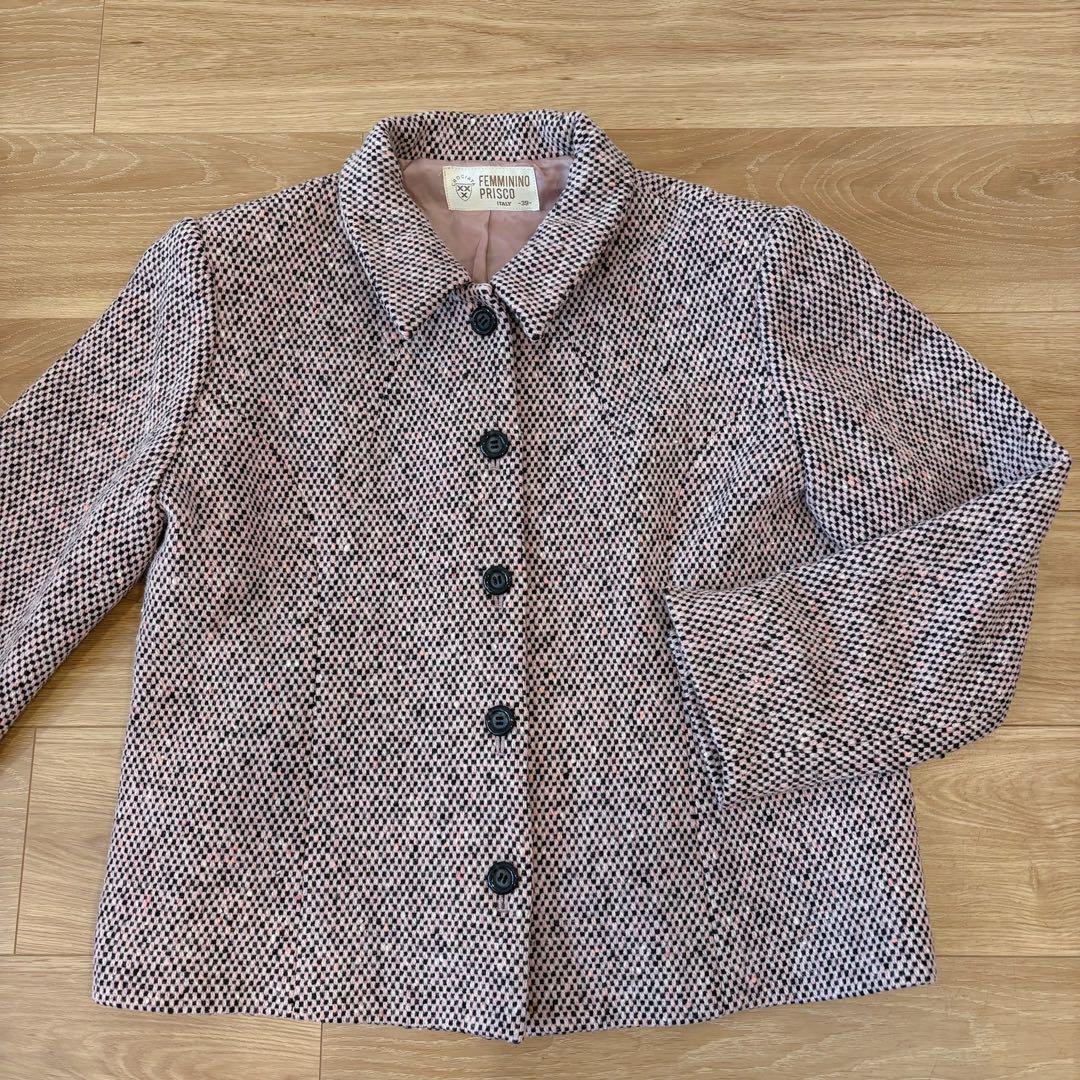 .フェミニーノプリスコ ジャケットツイード テーラード　ピンクベージュ　イタリア