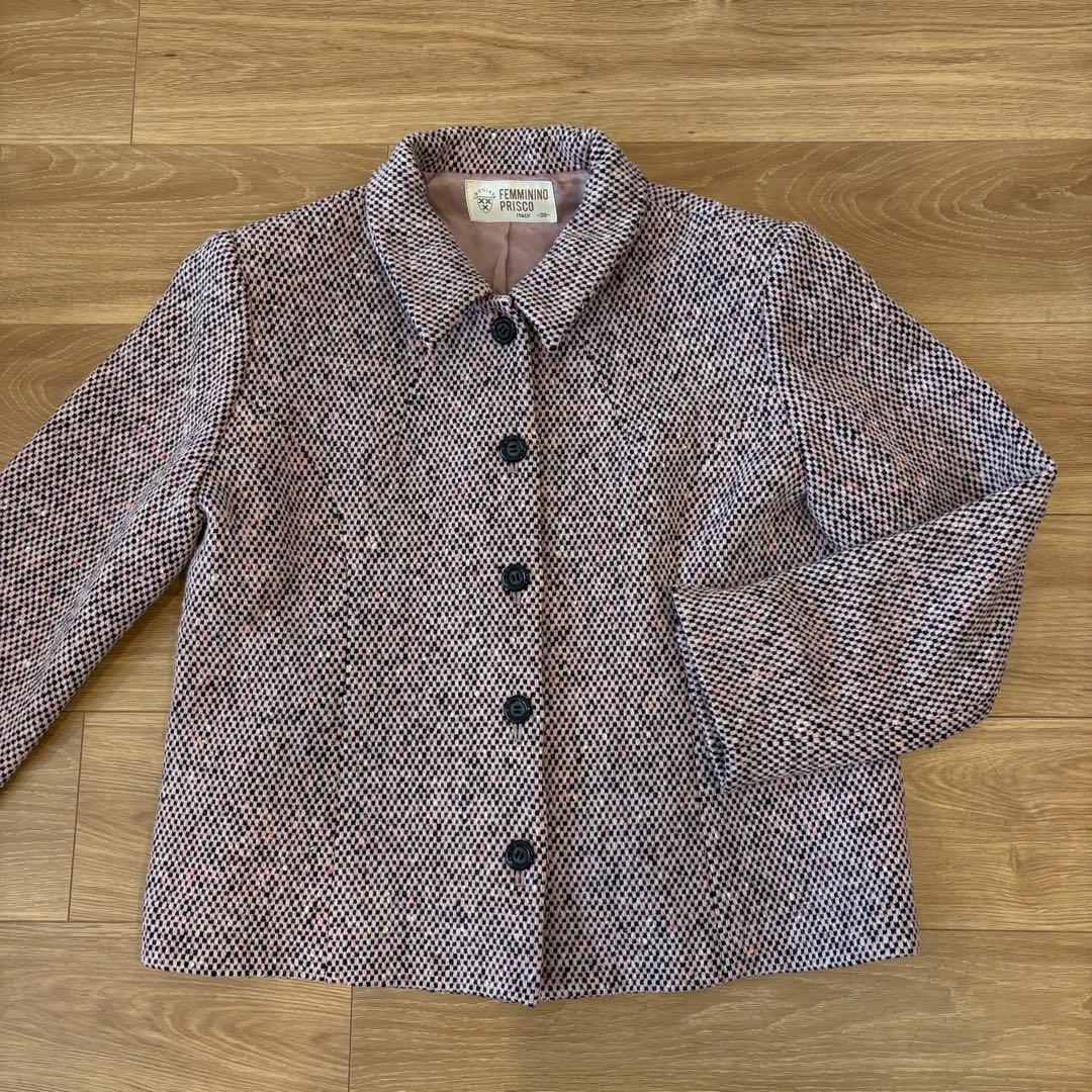 .フェミニーノプリスコ ジャケットツイード テーラード　ピンクベージュ　イタリア 2