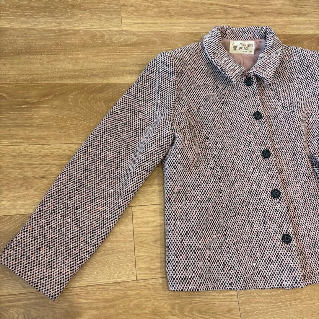 .フェミニーノプリスコ ジャケットツイード テーラード　ピンクベージュ　イタリア 3