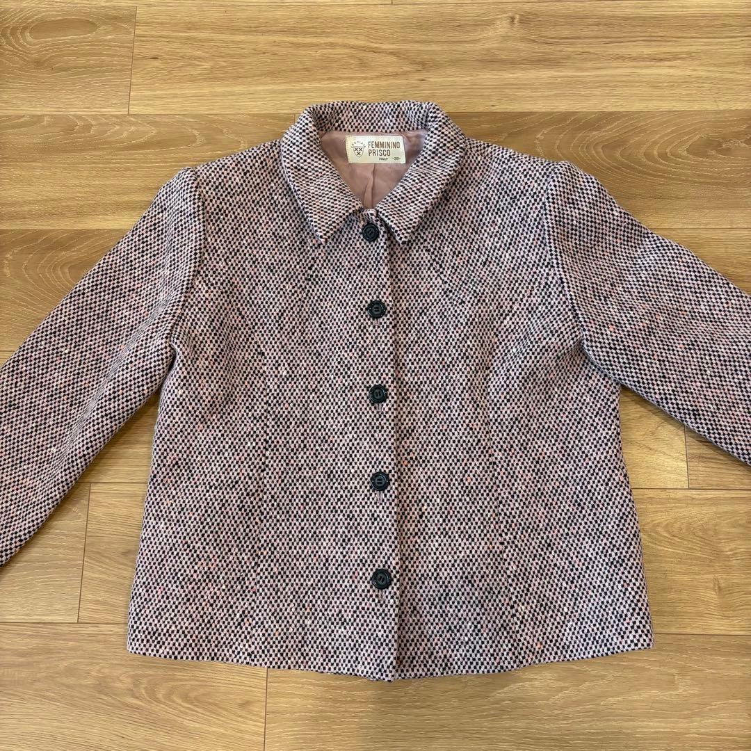 .フェミニーノプリスコ ジャケットツイード テーラード　ピンクベージュ　イタリア 4