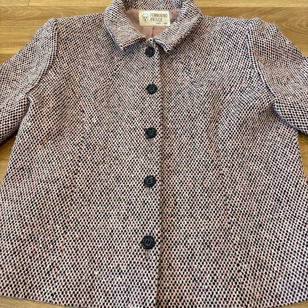 .フェミニーノプリスコ ジャケットツイード テーラード　ピンクベージュ　イタリア 5