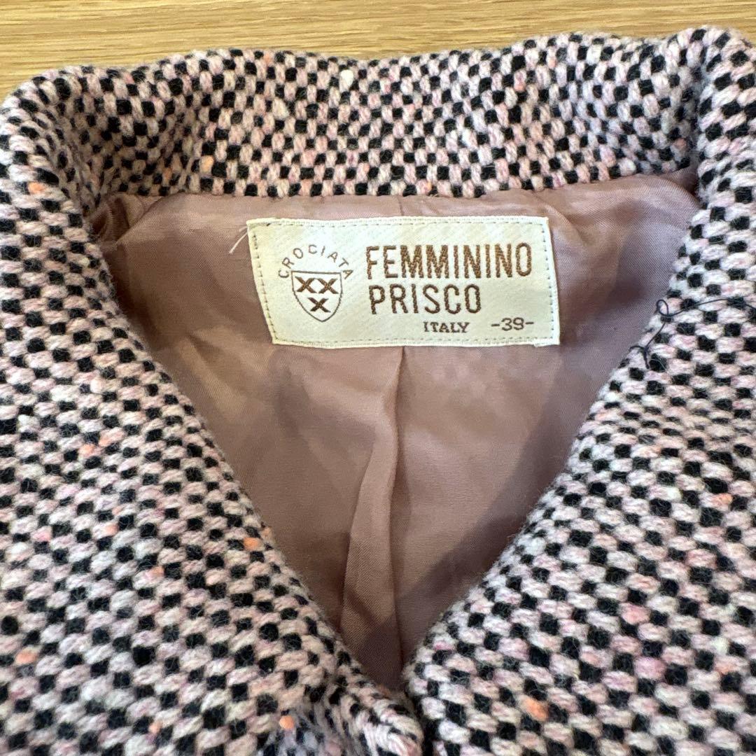 .フェミニーノプリスコ ジャケットツイード テーラード　ピンクベージュ　イタリア 6