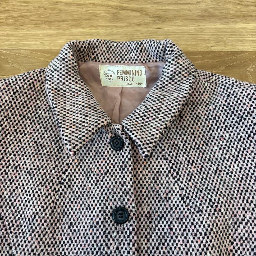 .フェミニーノプリスコ ジャケットツイード テーラード　ピンクベージュ　イタリア 7