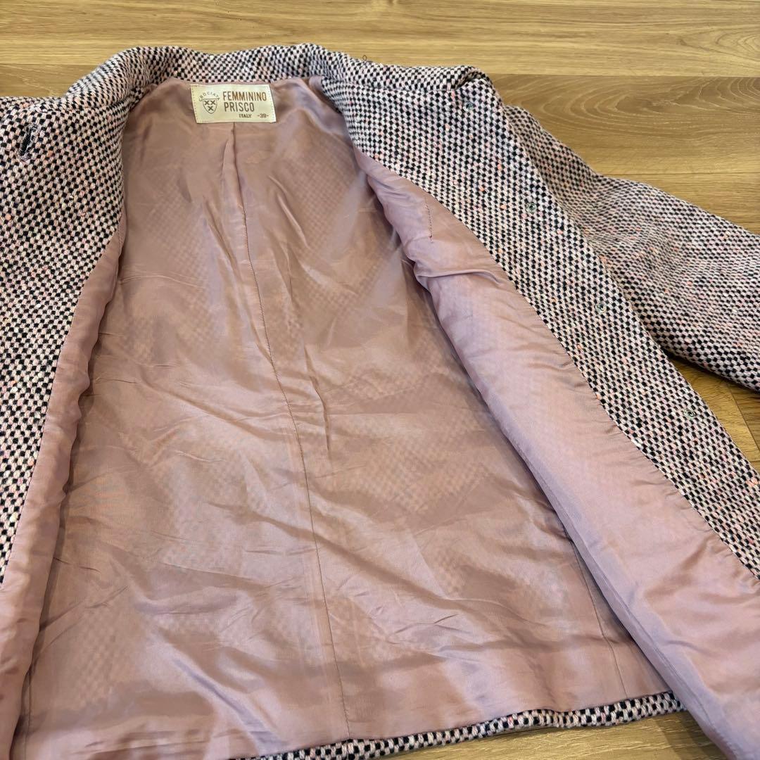 .フェミニーノプリスコ ジャケットツイード テーラード　ピンクベージュ　イタリア 8