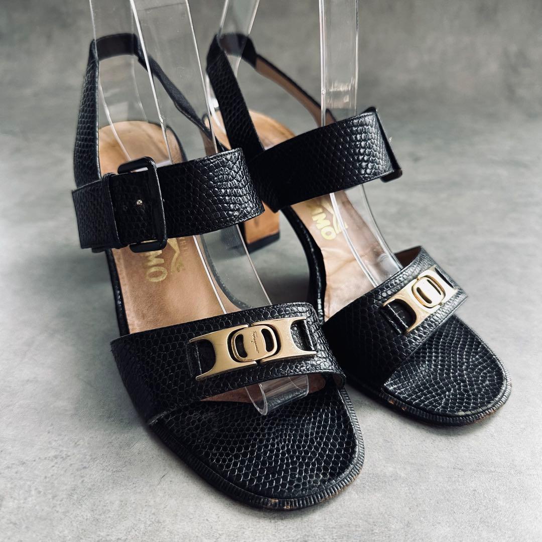 Salvatore Ferragamo リザード　ヴァラ　ストラップ　サンダル 2