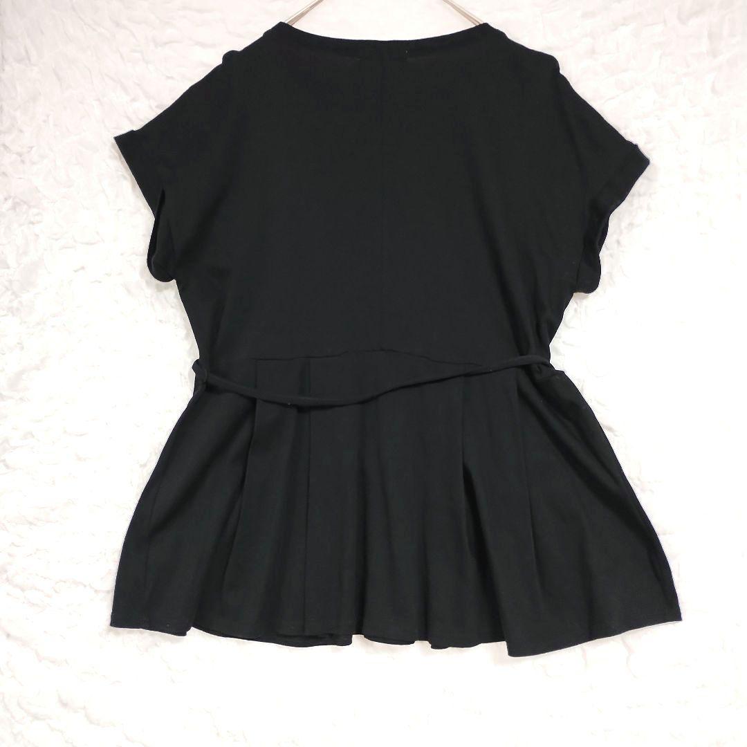 クラシカルエルフ 黒 半袖フレアトップス ウエストリボン付き M リネン 6