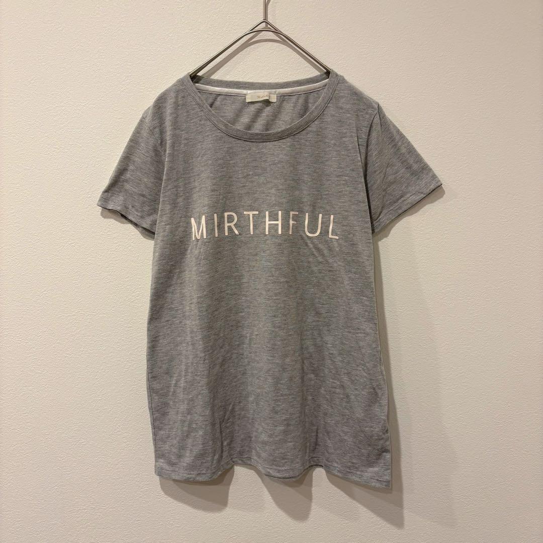 テチチ ロゴ Tシャツ 半袖 灰色　グレー　カジュアル M レディース　シンプル