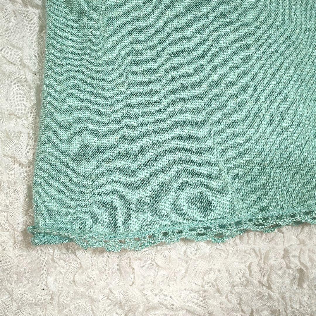 ミシェルクラン ミントグリーン スクエアネック セーター M レース カジュアル 3