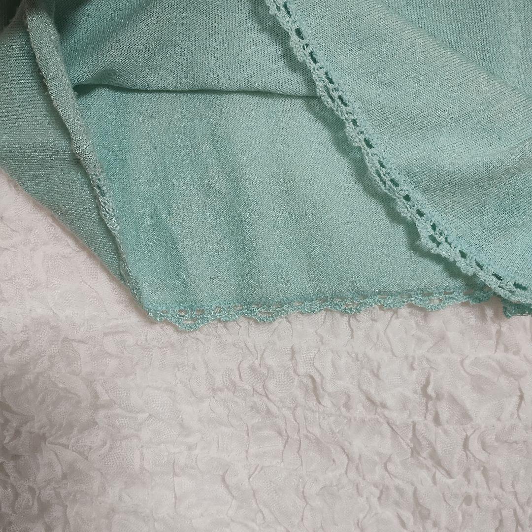 ミシェルクラン ミントグリーン スクエアネック セーター M レース カジュアル 5