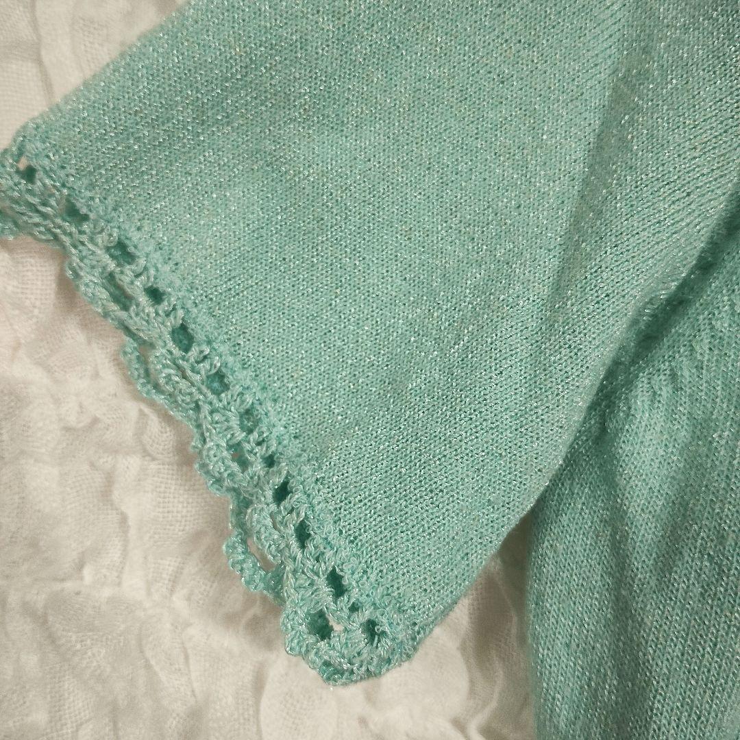 ミシェルクラン ミントグリーン スクエアネック セーター M レース カジュアル 7