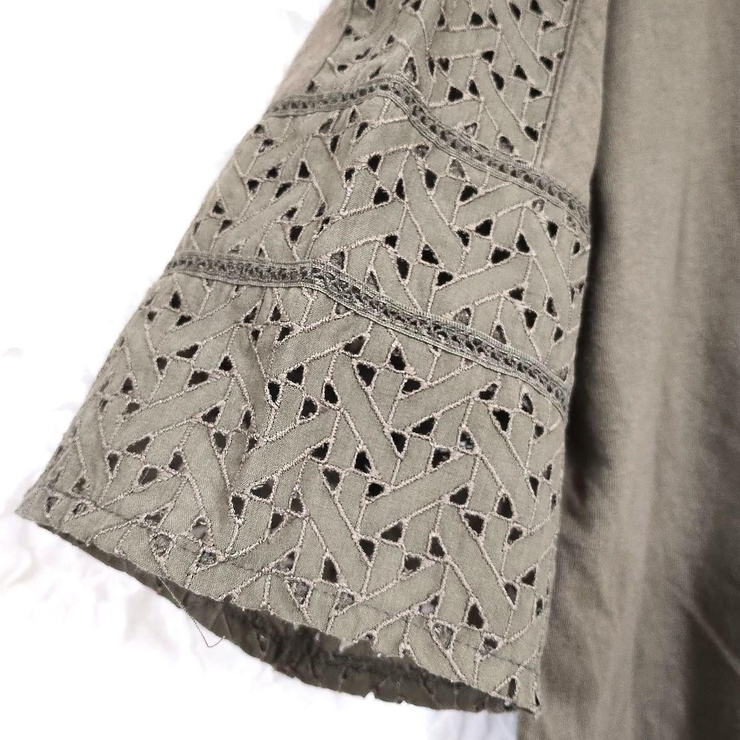 KATHRIN ROSS カーキ レーススリーブ Tシャツ M カジュアル 7