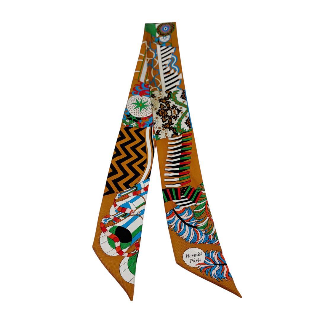 ⭐️良品⭐️ エルメス ツイリー 杖傘と決闘 スカーフ ブラウン