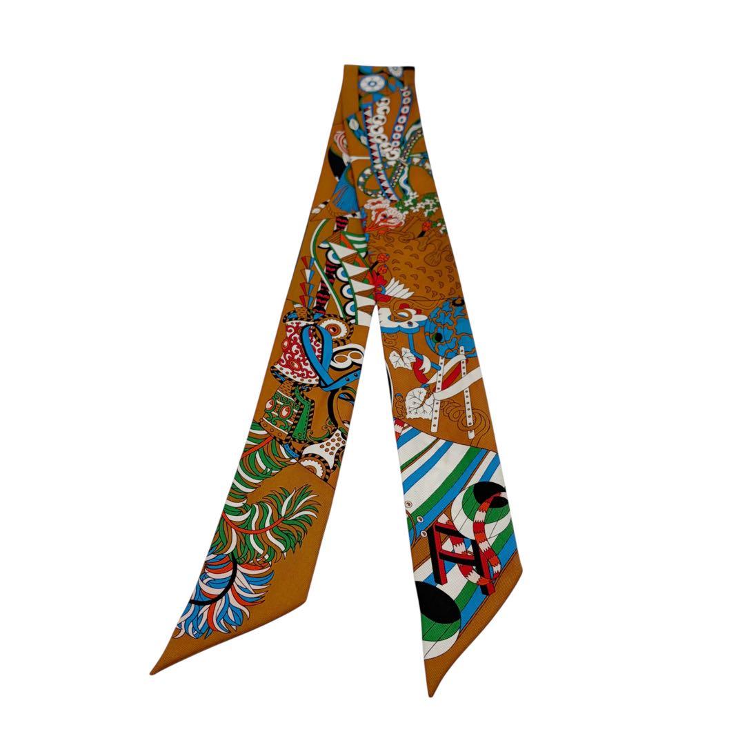 ⭐️良品⭐️ エルメス ツイリー 杖傘と決闘 スカーフ ブラウン 2