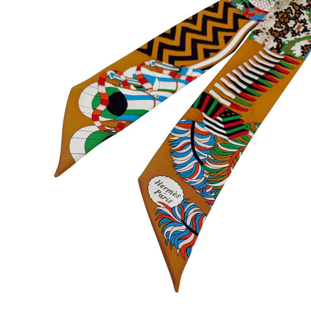 ⭐️良品⭐️ エルメス ツイリー 杖傘と決闘 スカーフ ブラウン 3