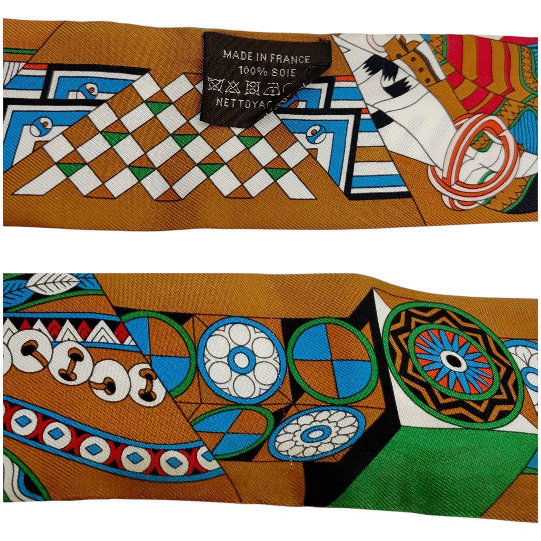 ⭐️良品⭐️ エルメス ツイリー 杖傘と決闘 スカーフ ブラウン 10