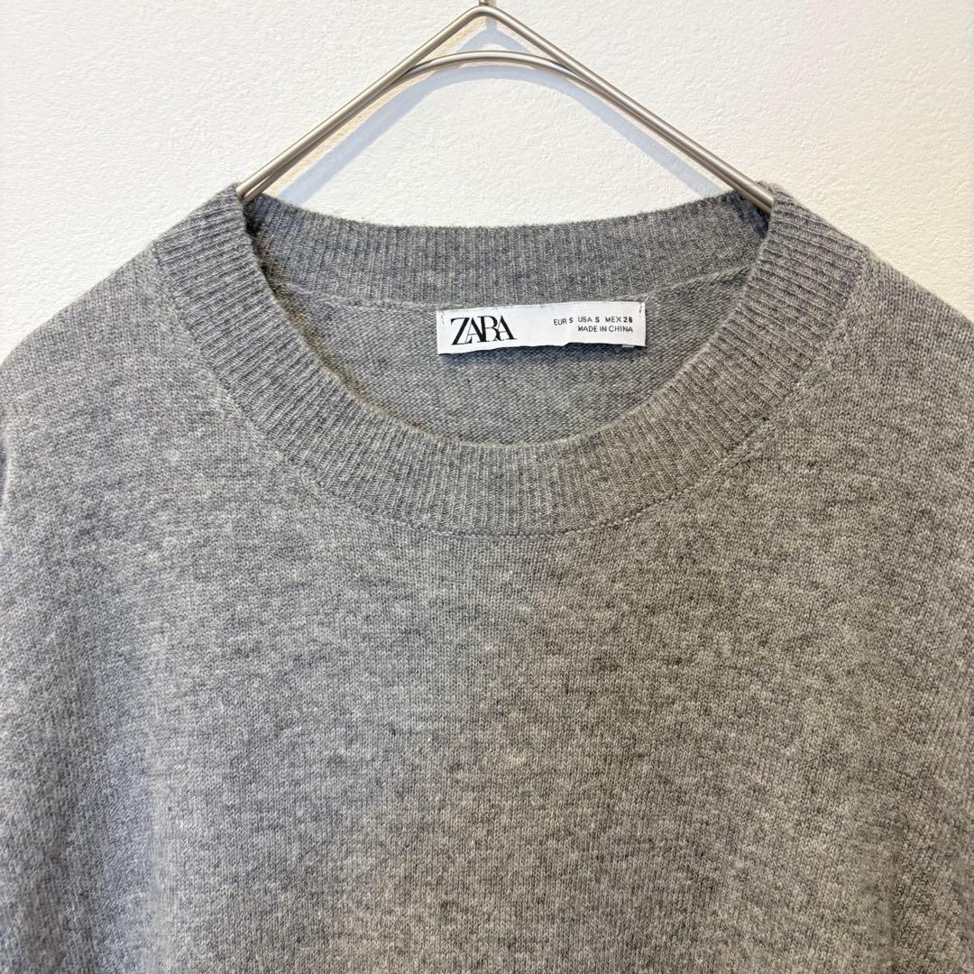 ザラ ニットセーター クルーネック ウール混 グレー 灰色　S 無地　カジュアル 2