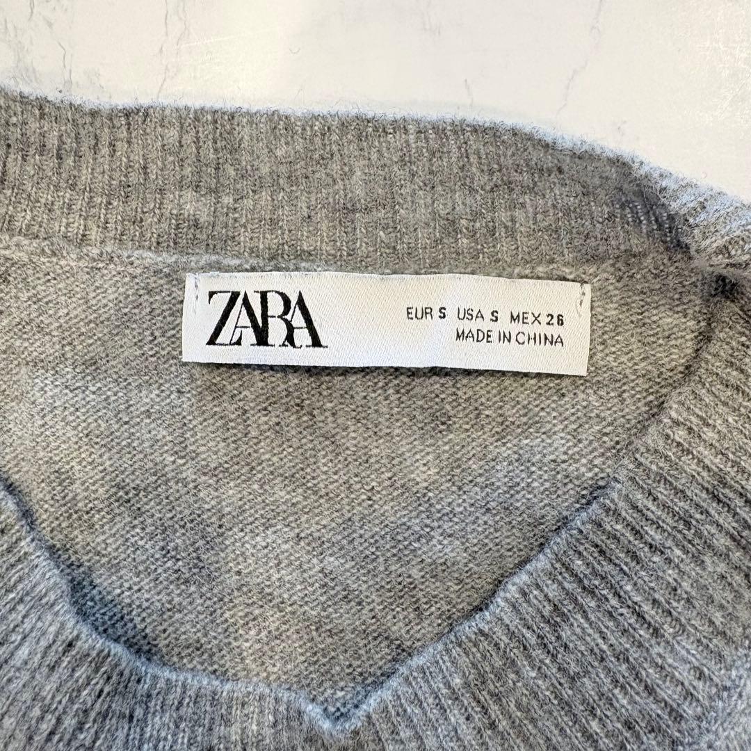 ザラ ニットセーター クルーネック ウール混 グレー 灰色　S 無地　カジュアル 6