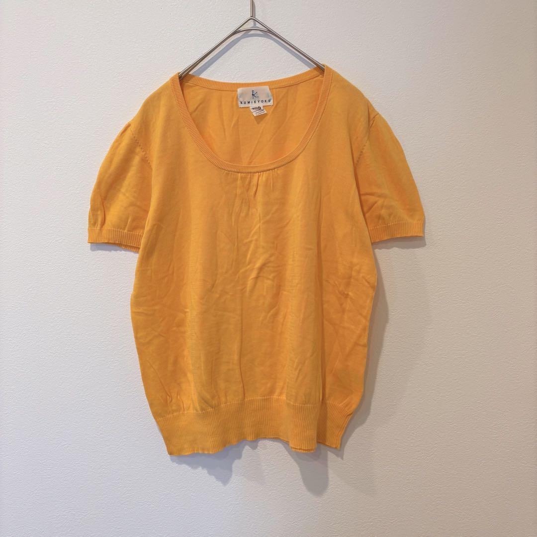 クミキョク 半袖ニット Tシャツ　プルオーバー　コットン イエロー 黄色　6 M