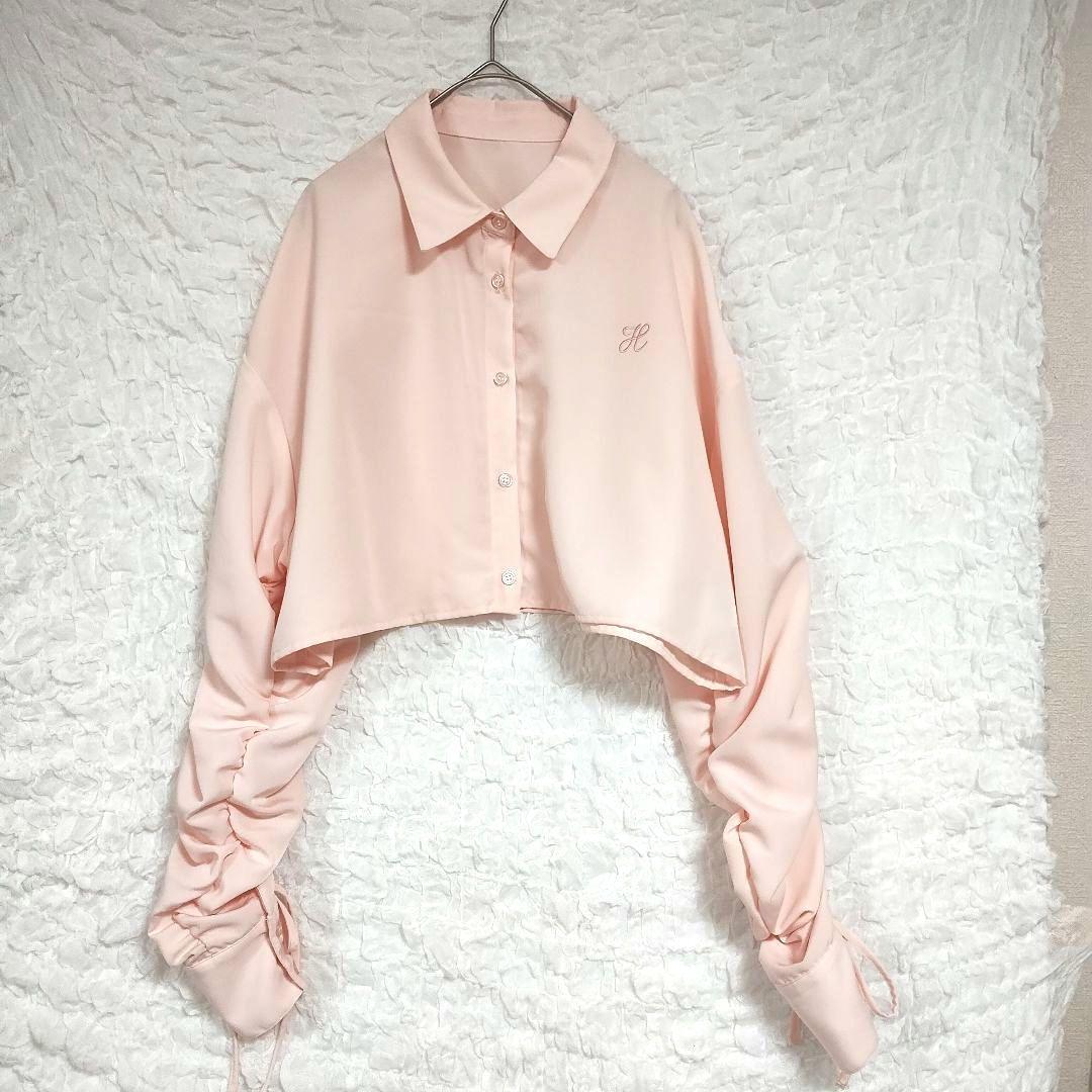 ヘザー Heather ピンク クロップドシャツ ブラウス長袖 柔らか 軽い生地