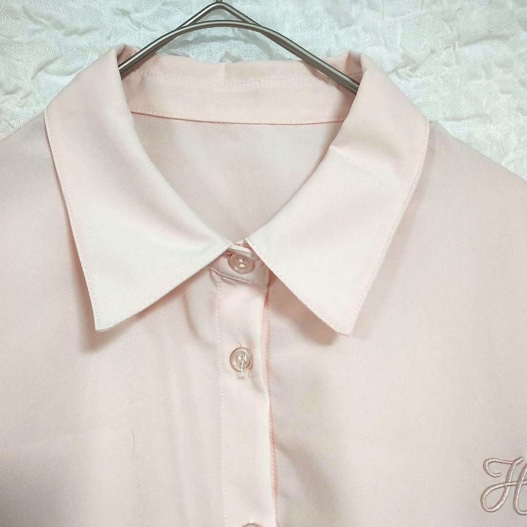 ヘザー Heather ピンク クロップドシャツ ブラウス長袖 柔らか 軽い生地 2