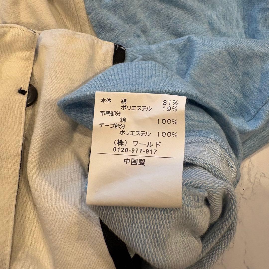 TK パーカー フルジップ チェック 切替 ブルー 水色　M フーディ 個性 10