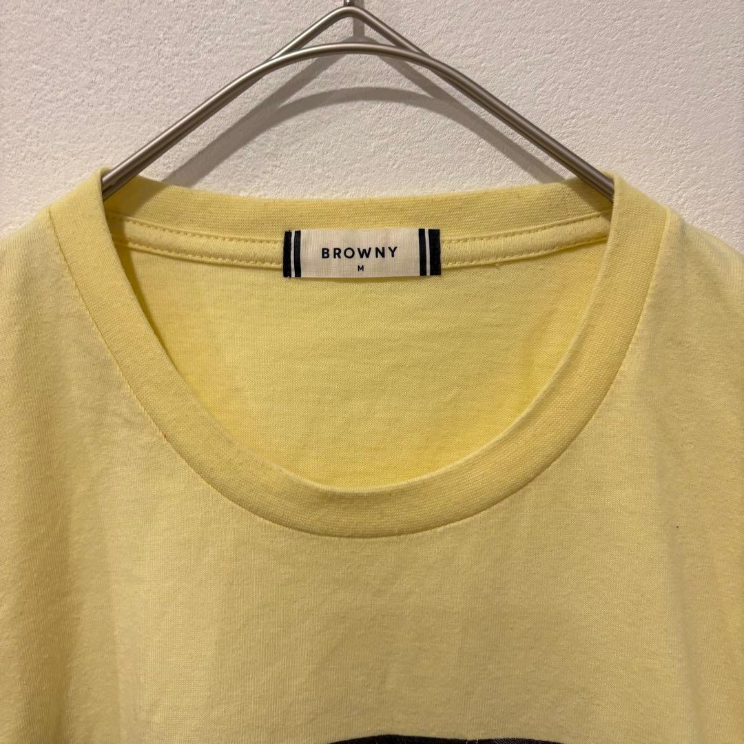 ブラウニー BROWNY Tシャツ 半袖 ロゴ イエロー　黄色 M 夏 3