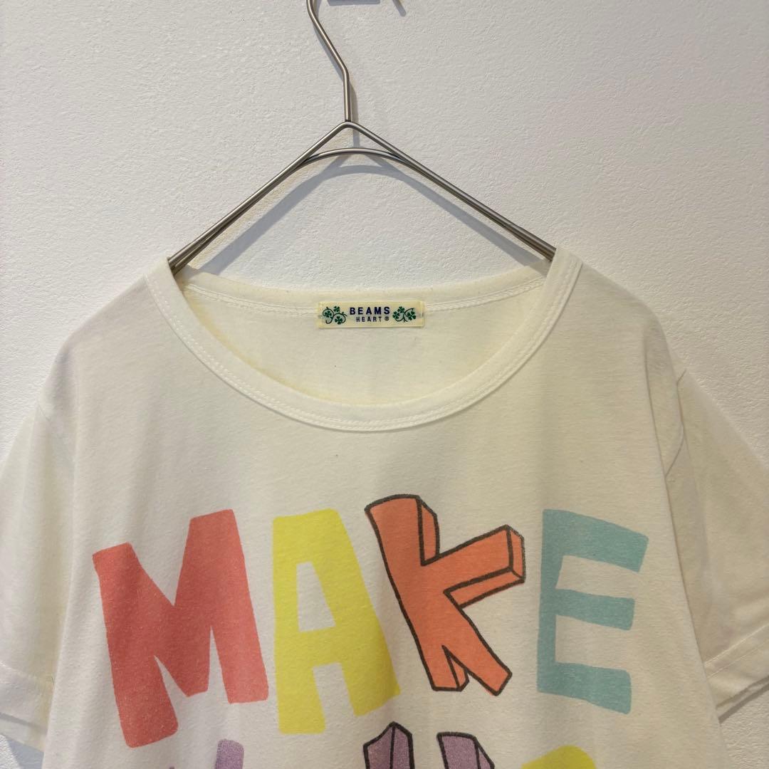 ビームスハート Tシャツ カラフル 白　ホワイト M 半袖 レディース　可愛い 2