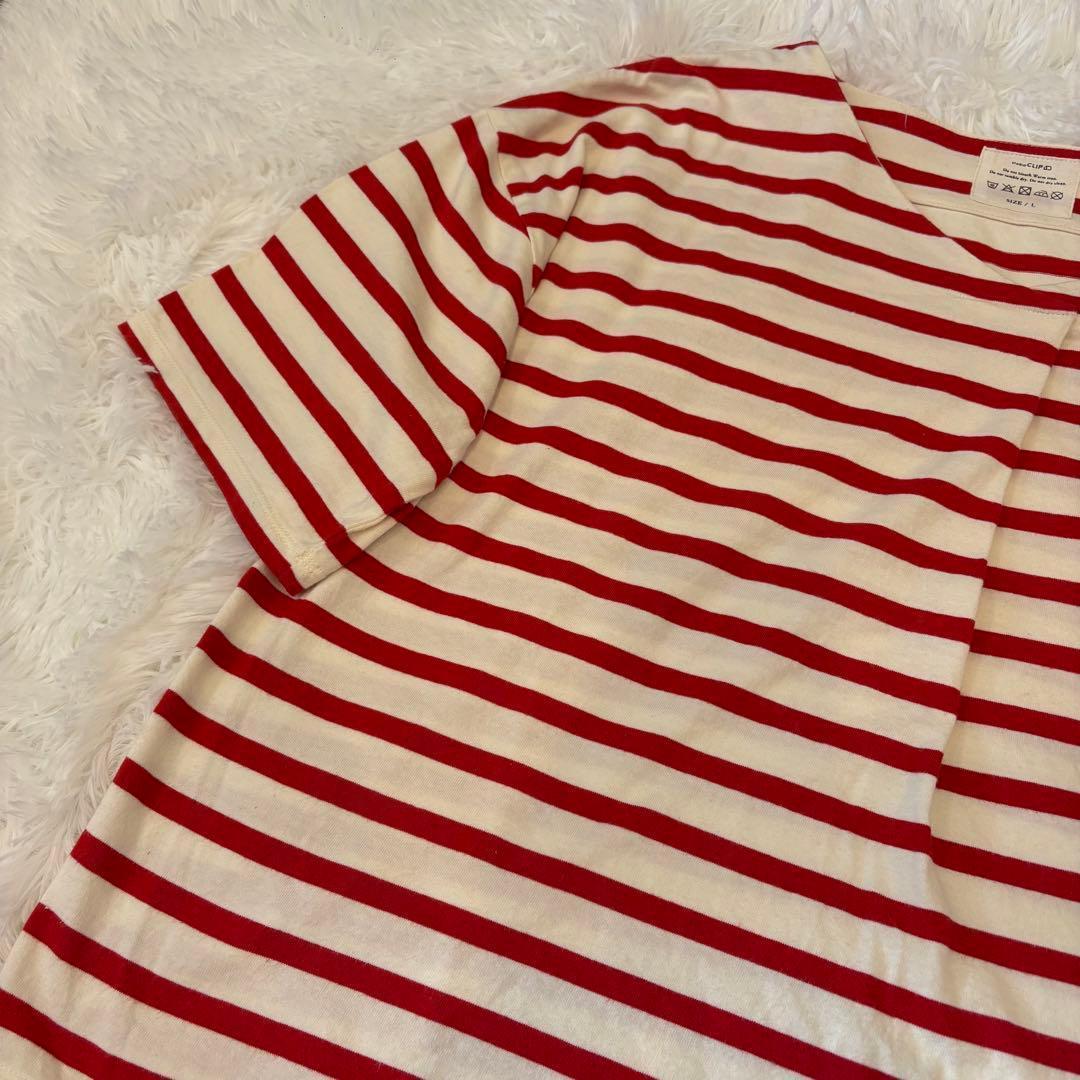 .スタジオクリップ 半袖カットソー 赤 レッド　L ストライプ　ボーダー 2