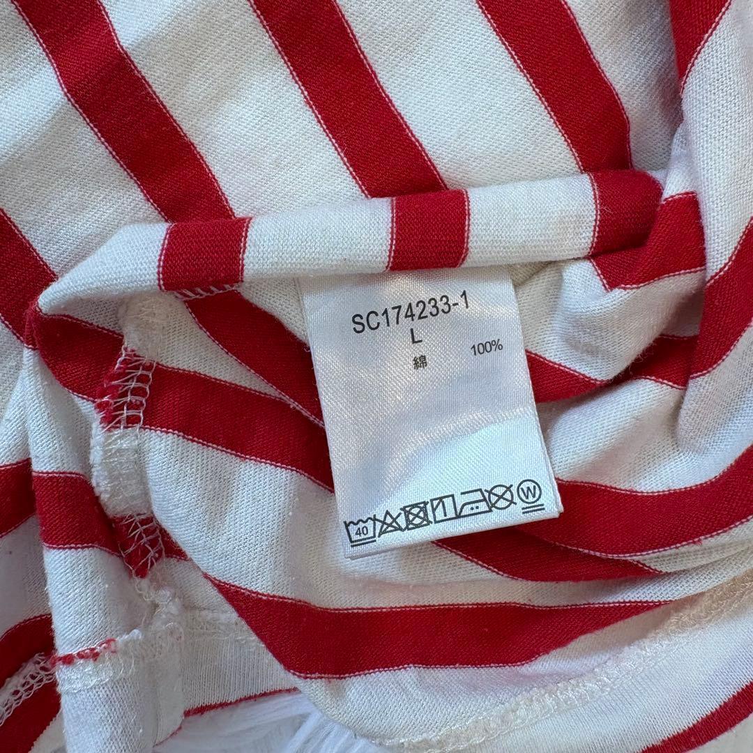 .スタジオクリップ 半袖カットソー 赤 レッド　L ストライプ　ボーダー 11
