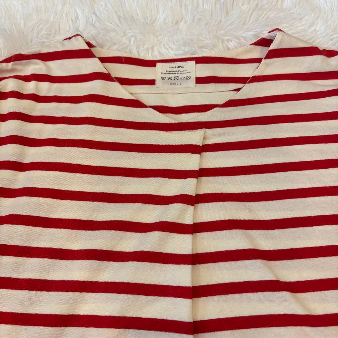 .スタジオクリップ 半袖カットソー 赤 レッド　L ストライプ　ボーダー 3