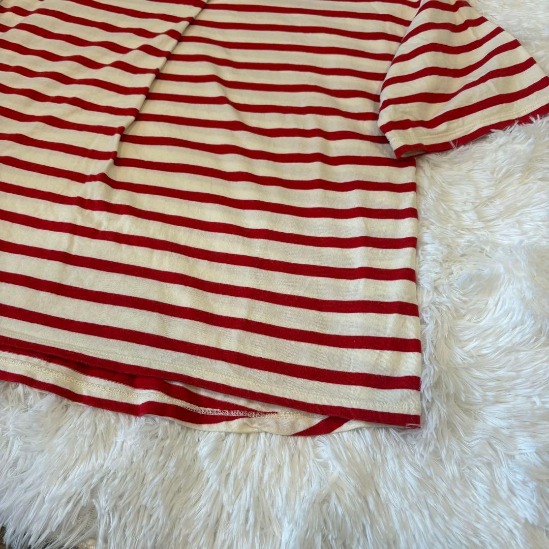 .スタジオクリップ 半袖カットソー 赤 レッド　L ストライプ　ボーダー 4