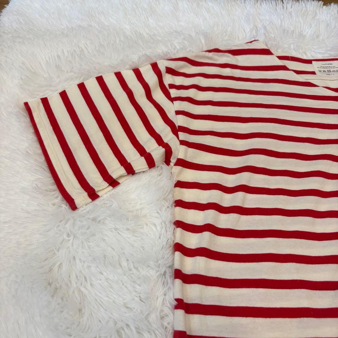 .スタジオクリップ 半袖カットソー 赤 レッド　L ストライプ　ボーダー 5