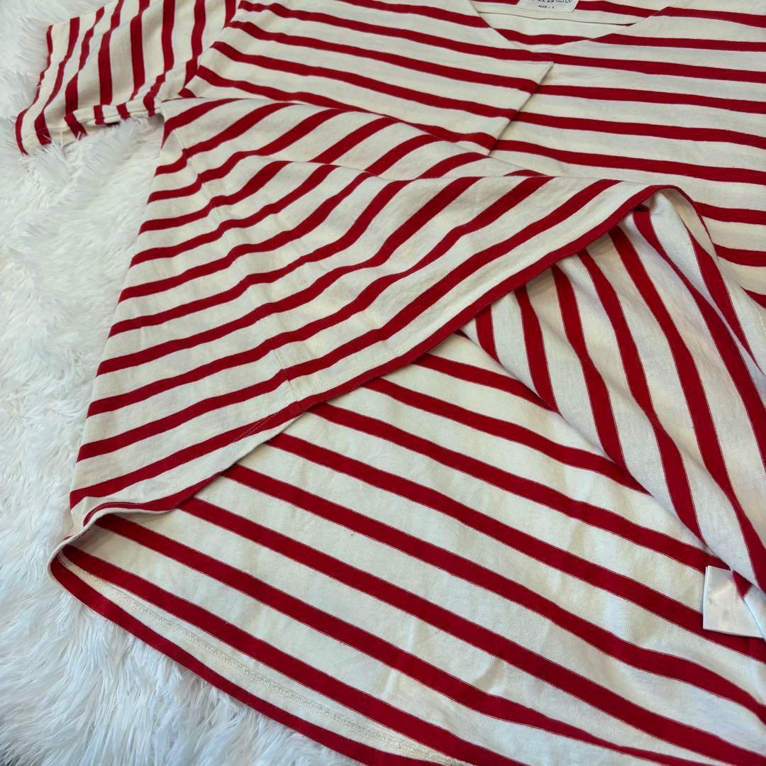 .スタジオクリップ 半袖カットソー 赤 レッド　L ストライプ　ボーダー 7