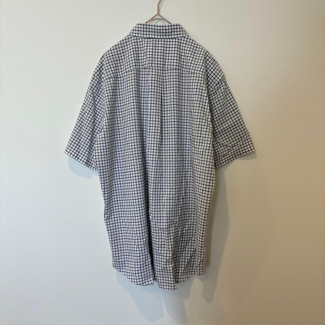 ユニクロ 半袖 シャツ チェック　ネイビー L コットン 綿100% カジュアル 5