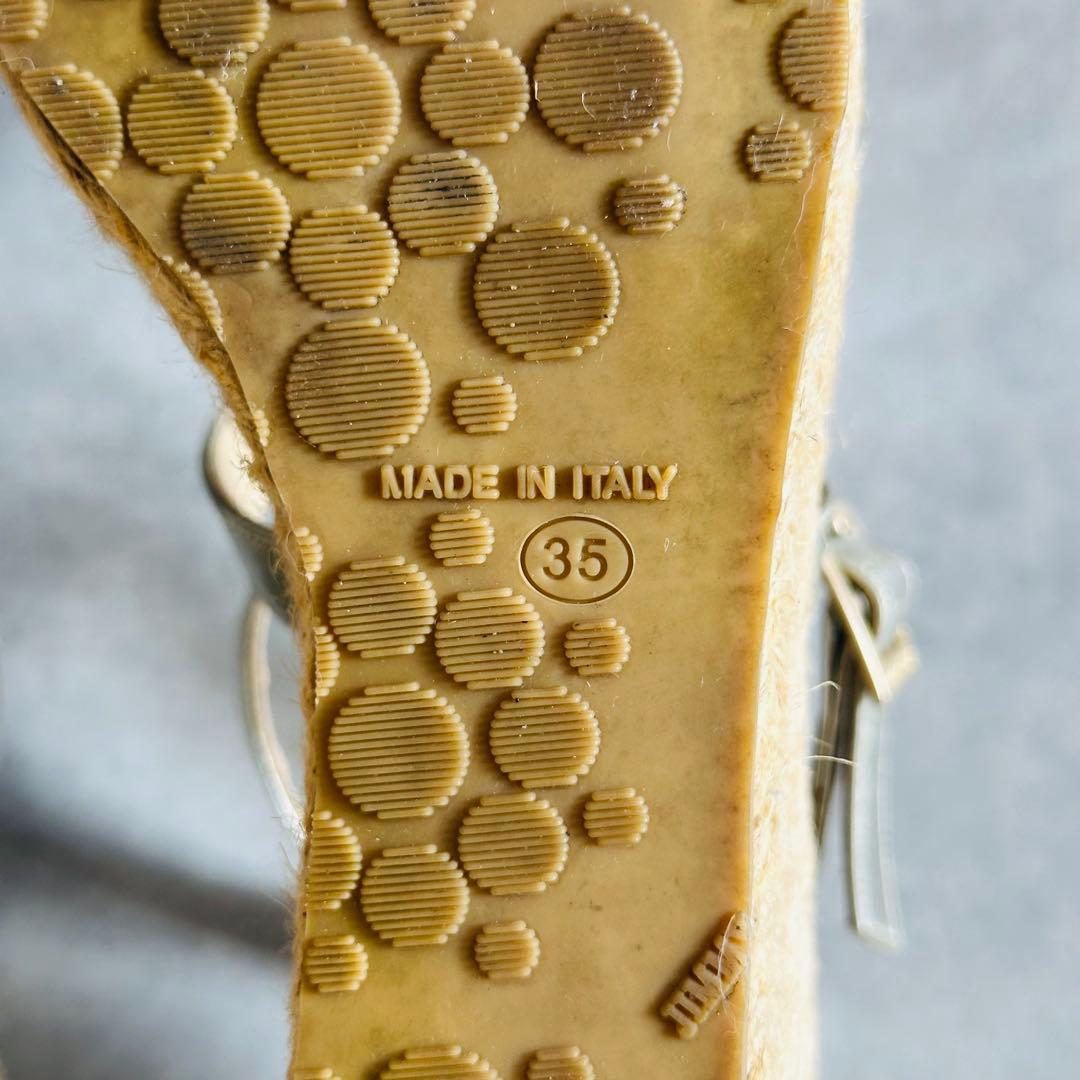 Jimmy Choo メタリック　クロスストラップ　ウェッジソールサンダル 11