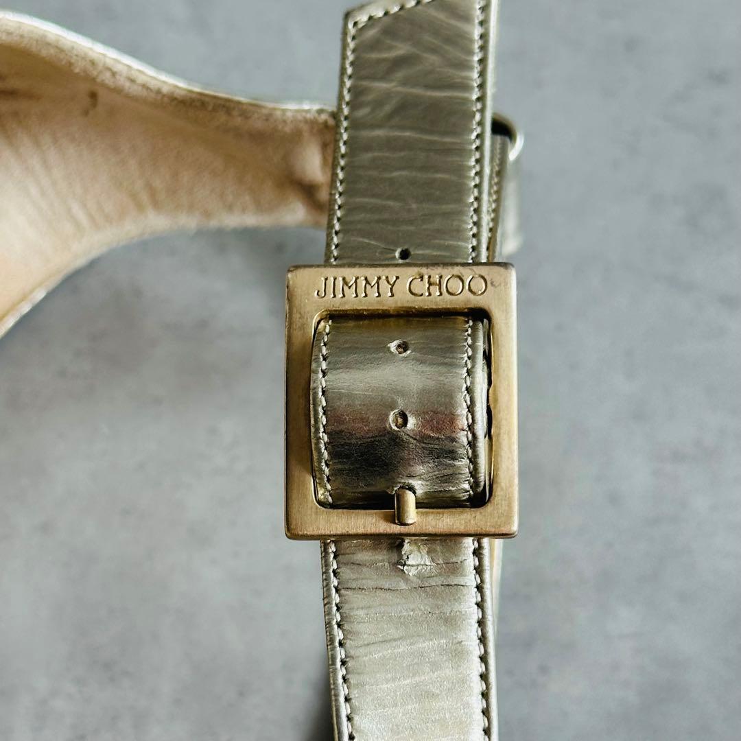 Jimmy Choo メタリック　クロスストラップ　ウェッジソールサンダル 12