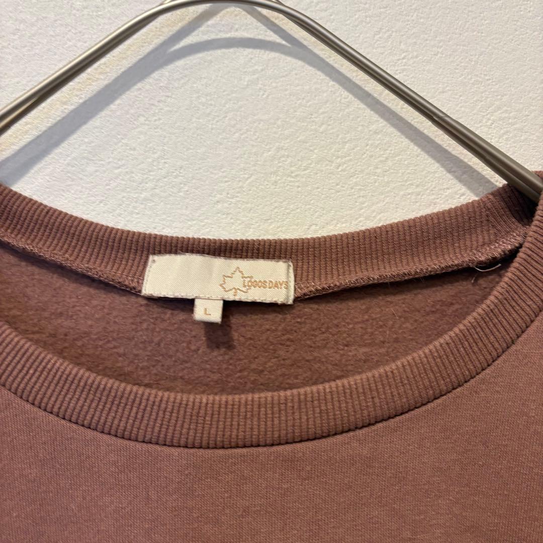 スウェット トレーナー ギャザー袖 L ゆったり　くすみピンク　袖リボン　可愛い 3