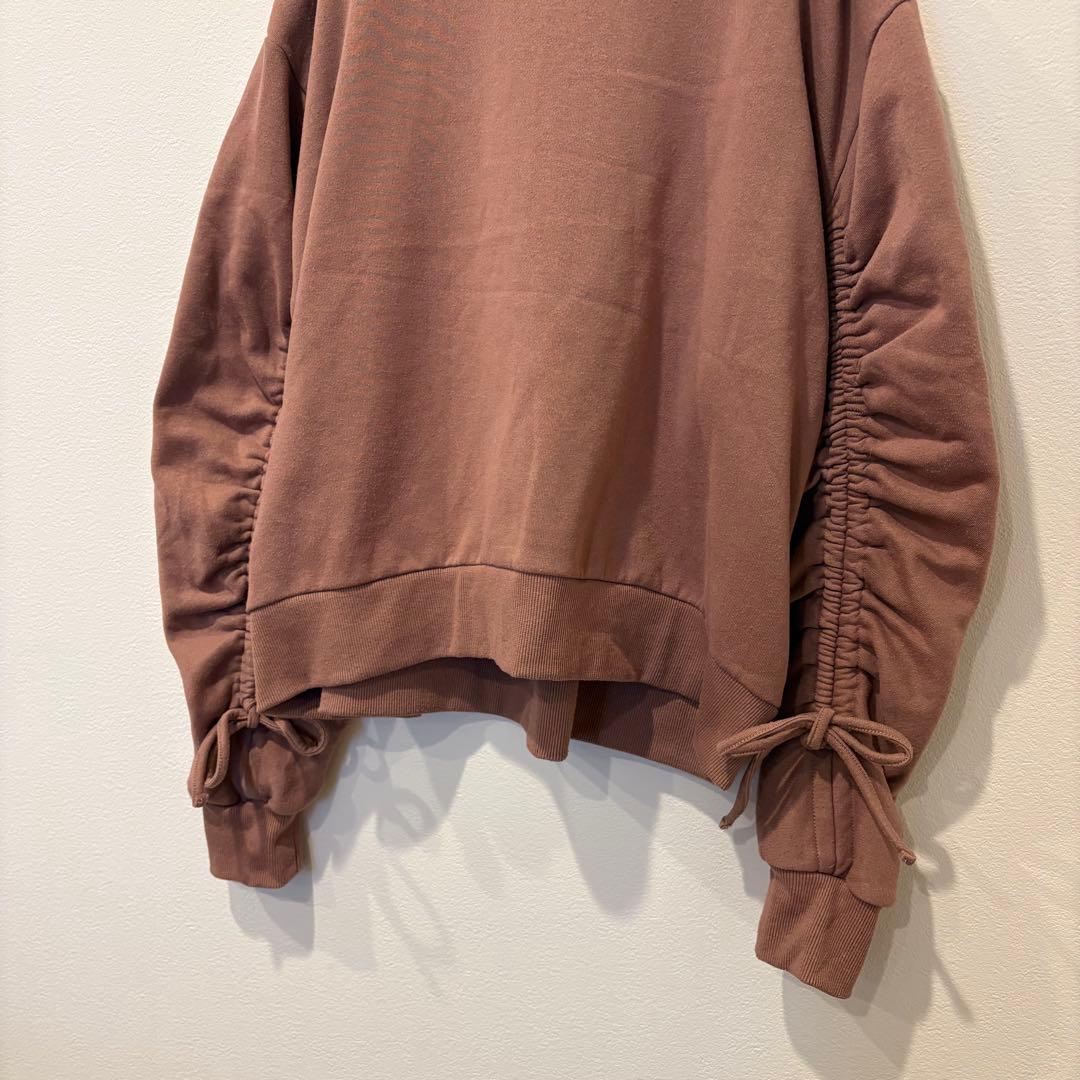 スウェット トレーナー ギャザー袖 L ゆったり　くすみピンク　袖リボン　可愛い 4