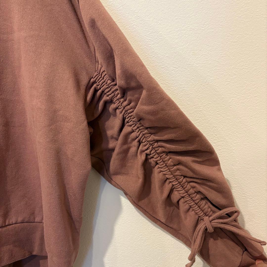 スウェット トレーナー ギャザー袖 L ゆったり　くすみピンク　袖リボン　可愛い 5