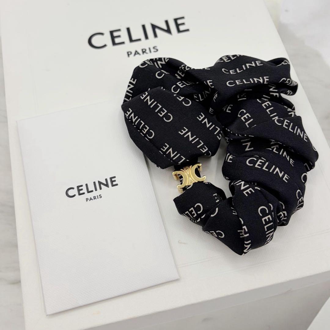 ⭐️ほぼ未使用⭐️ セリーヌ トリオンフ シュシュ GP×シルク ブラック