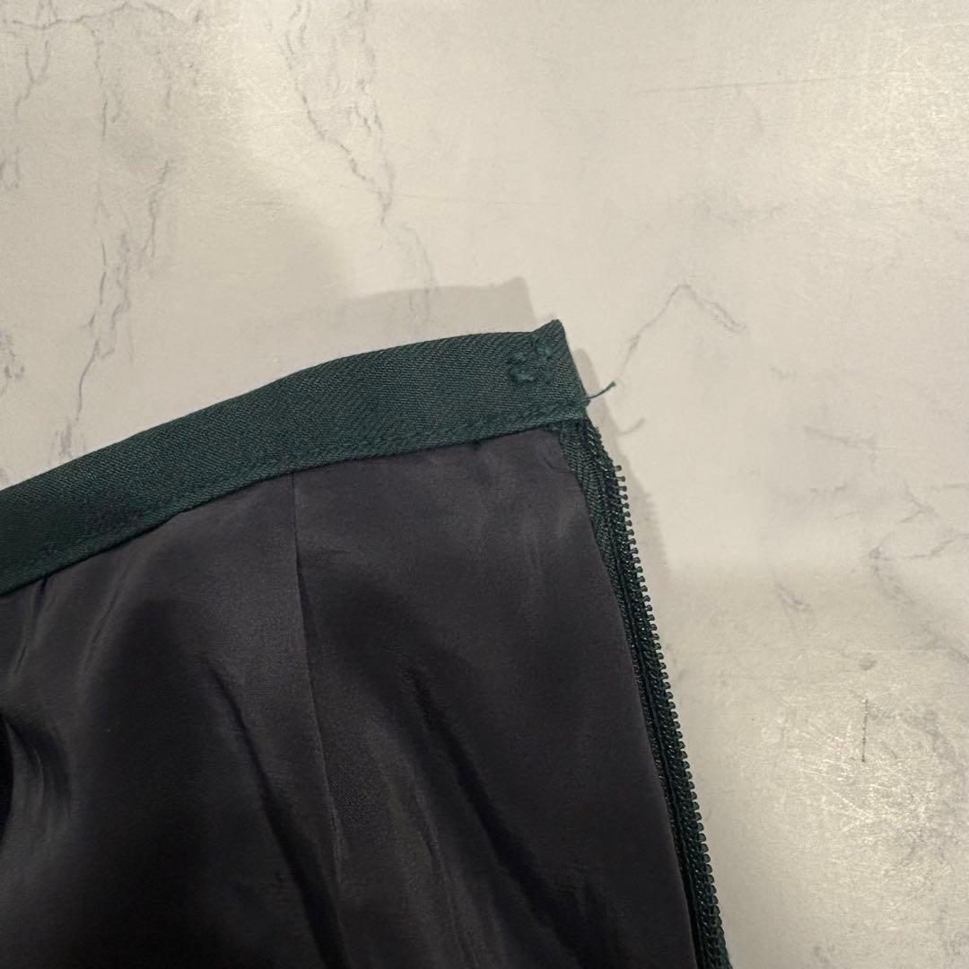 アウィーエフ フレアスカート 膝丈　タック ボタン グリーン 緑　38 M 7