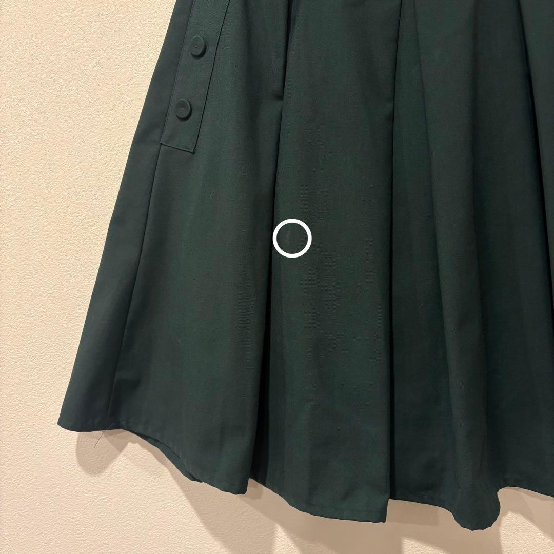 アウィーエフ フレアスカート 膝丈　タック ボタン グリーン 緑　38 M 10