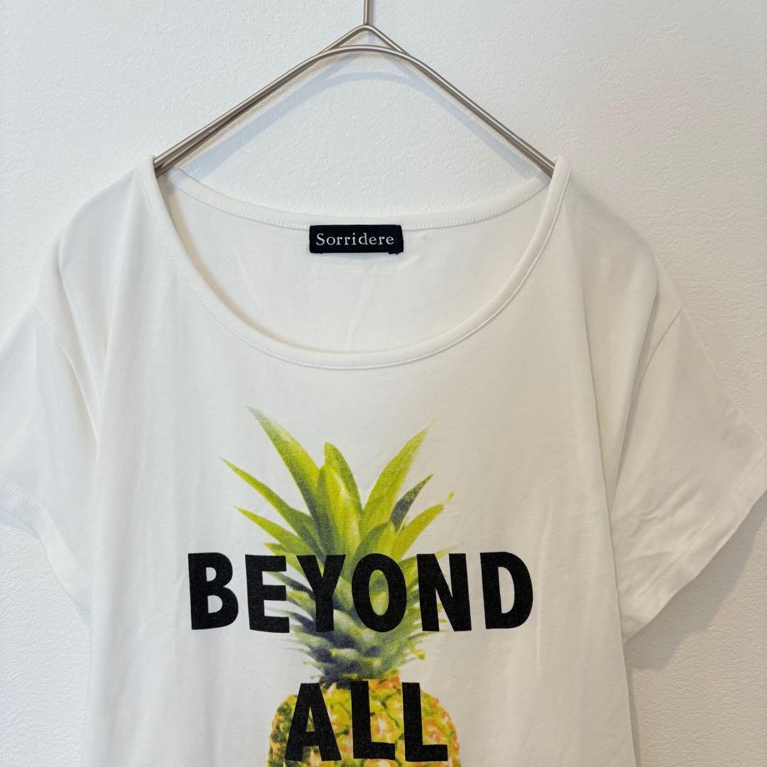 ソリデル　ロゴTシャツ パイナップル 半袖 プリント 白 ホワイト　Lサイズ 2