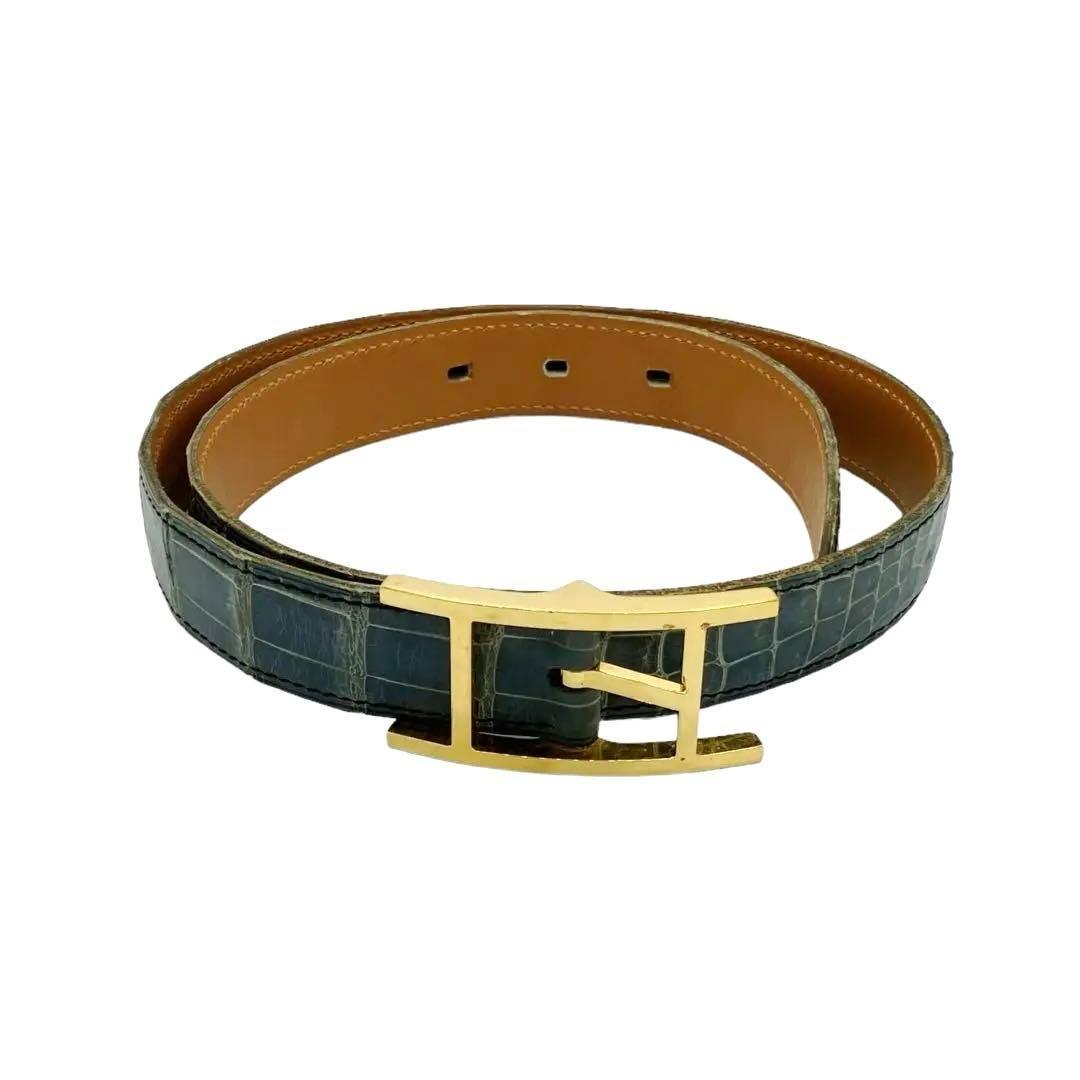 美品✨エルメス ベルト アピ 70 ポロサス クロコダイル ブルー 2